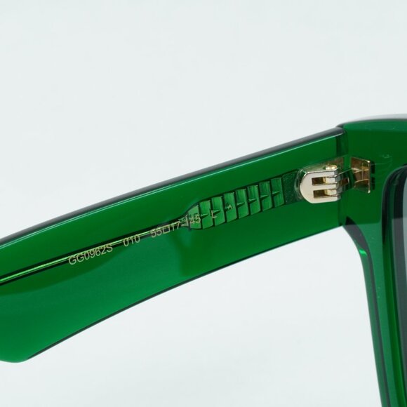 Gucci GG0962S 010 Sunglasses Green Square Frame, Grey Lenses - Picture 9 of 11